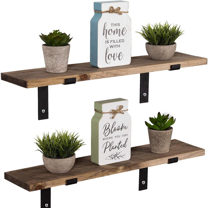 Hanah Home Lam022 Estantería Decorativa de Madera en Nogal (2 Piezas)